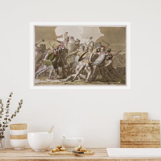 ギリシャ人とトロイア人がパトロクルの体をめぐって戦う ポスター (キッチン)