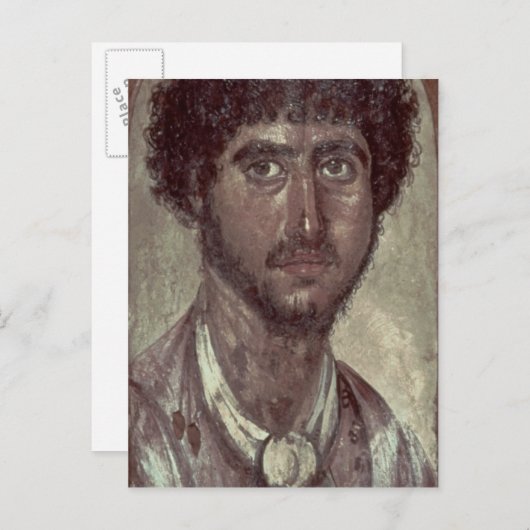 ギリシャ人のポートレート、ロマーノ・エジプトのファイアムからの。 ポストカード (正面/裏面)