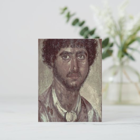 ギリシャ人のポートレート、ロマーノ・エジプトのファイアムからの。 ポストカード (スタンド正面)