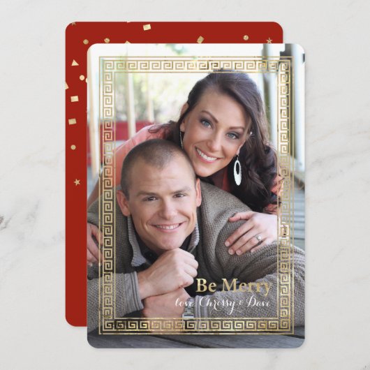 ギリシャ人の主金ゴールドフレームの休日の写真カード シーズンカード (正面/裏面)