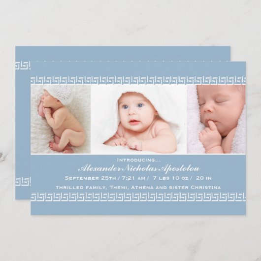 ギリシャ人の主青い写真の誕生の発表 案内状 (正面/裏面)
