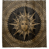 ギリシャ人の鍵のオーナメントのアポロ金太陽神 シャワーカーテン (正面)