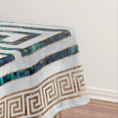 ギリシャ人の鍵のオーナメント-アワビおよび金ゴールド テーブルクロス (インサイチュ)