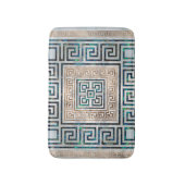 ギリシャ人の鍵のオーナメント-アワビおよび金ゴールド バスマット (正面縦)