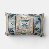 ギリシャ人の鍵のオーナメント-アワビおよび金ゴールド ランバークッション (裏面)