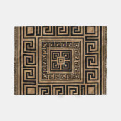 ギリシャ人の鍵のオーナメント-ギリシャの雷文-金ゴールドで黒くして下さい フリースブランケット (正面(横))