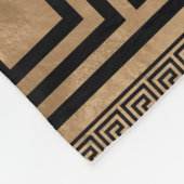 ギリシャ人の鍵のオーナメント-ギリシャの雷文-金ゴールドで黒くして下さい フリースブランケット (角)