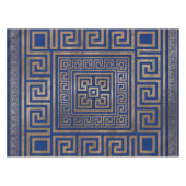 ギリシャ人の鍵のオーナメント-ギリシャの雷文-青の金ゴールド テーブルクロス (正面(横))