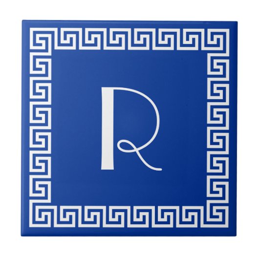 ギリシャ人の鍵のデザインのモノグラム タイル (正面)