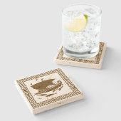 ギリシャ人の鍵のデザイン ストーンコースター (横)