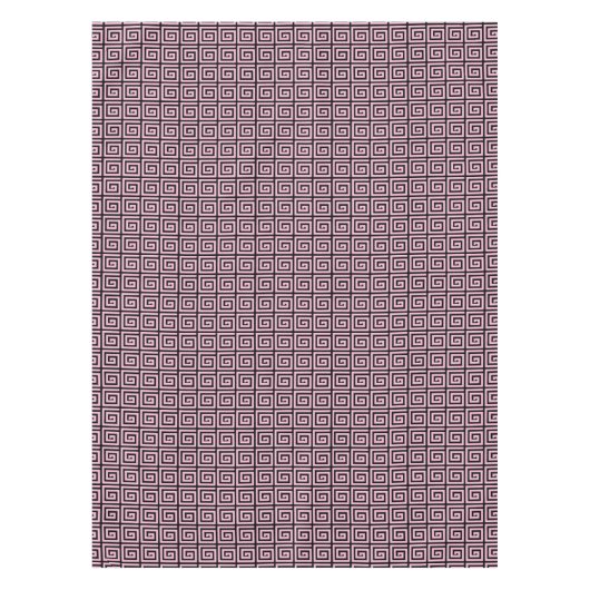 ギリシャ人の鍵のデザイン-ピンクおよび黒 テーブルクロス (正面)