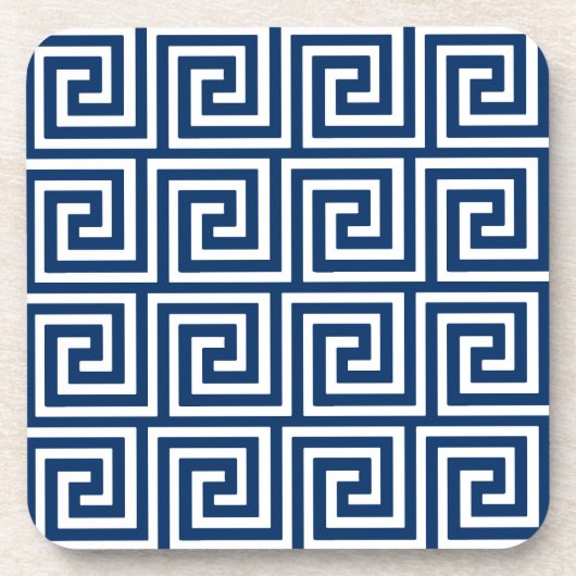 ギリシャ人の鍵、濃紺および白 コースター (正面)