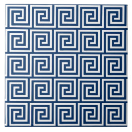 ギリシャ人の鍵、濃紺および白 タイル