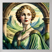 ギリシャ人またはローマ人の水色ポートレート1:1 ポスター (正面)