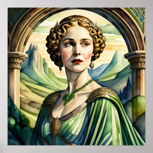 ギリシャ人またはローマ人の水色ポートレート1:1 ポスター (正面)