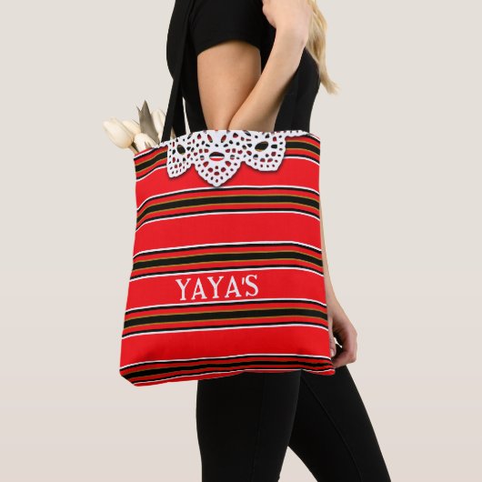 ギリシャ伝統的語のタガリ模様と家族 トートバッグ (クローズアップ)