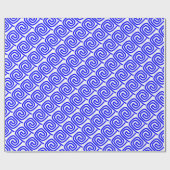 ギリシャ伝統的語の青い白い蛇行パターン ラッピングペーパー (フラット)