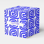 ギリシャ伝統的語の青い白い蛇行パーソナライズされた フェイバーボックス (正面サイド)