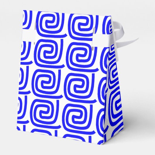 ギリシャ伝統的語の青い白い蛇行パーソナライズされた フェイバーボックス (裏面サイド)