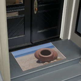 ギリシャ伝統的語テラコッタポットオンビーチ ドアマット