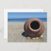 ギリシャ伝統的語テラコッタポットオンビーチ ポストカード (正面/裏面)