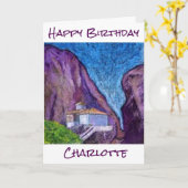 ギリシャ修道院パーソナライズされたハッピーバースデーカード カード (黄色い花)