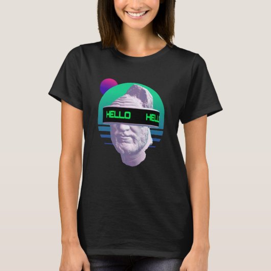 ギリシャ像 Vaporwave レトロウェーブ Synthwave 美学 Tシャツ (正面)