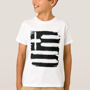 ギリシャ動揺しての黒グランジヴィンテージフラグ Tシャツ