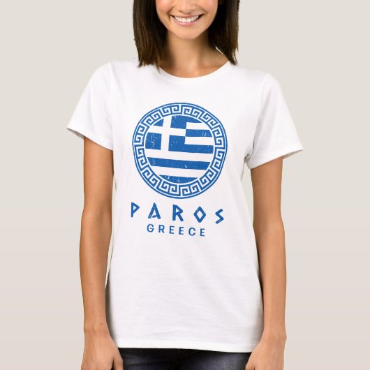 ギリシャ動揺してデザイン女子ホワイトパロス Tシャツ (正面)