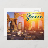 ギリシャ古代遺跡パルテノンの挨拶 ポストカード (正面/裏面)