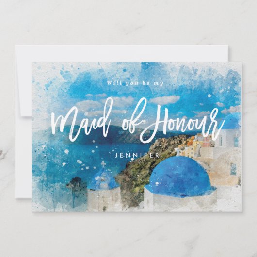 ギリシャ名誉の提案カードの私の女中です サンキューカード (正面)