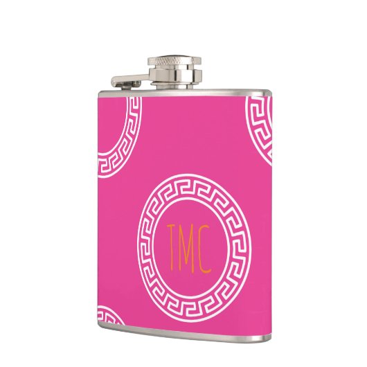 ギリシャ名門私立校風の鍵サークルソロリティイニシャルピンク フラスク (左)