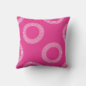 ギリシャ名門私立校風の鍵サークルピンクホワイトグリーンイニシャル クッション (裏面)