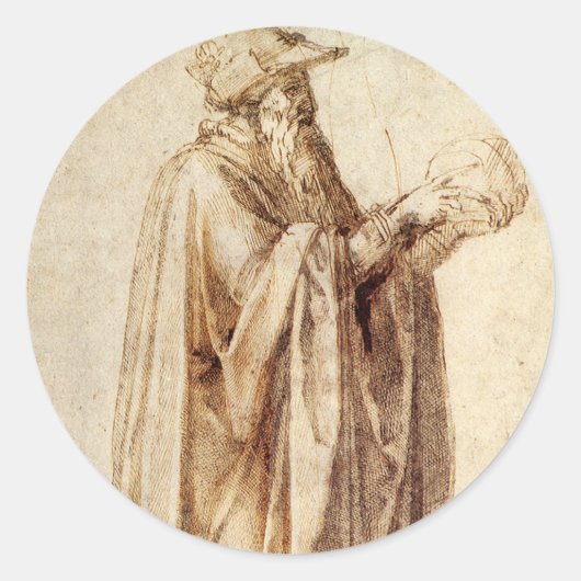 ギリシャ哲学者と人間のスカルby Michelangelo ラウンドシール (正面)