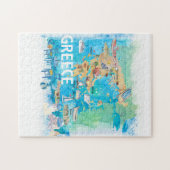 ギリシャ図解入りの、写真付きののランドマーク付き旅行マップ ジグソーパズル (横)