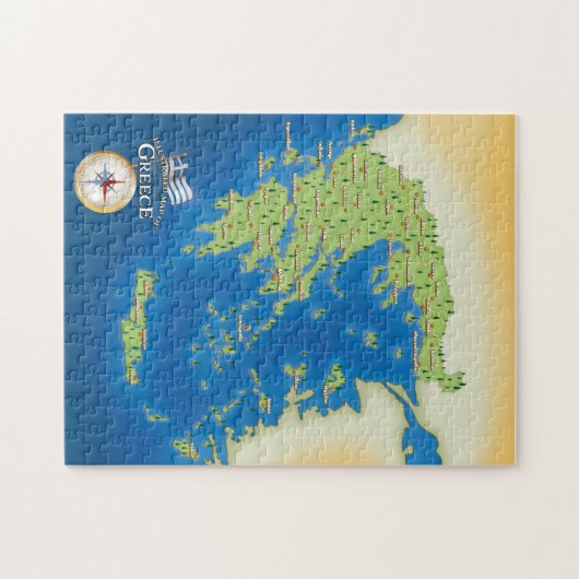 ギリシャ図解入りの、写真付きのの地図 ジグソーパズル (横)