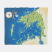 ギリシャ図解入りの、写真付きのの地図。 フリースブランケット (正面(横))