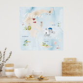 ギリシャ図解入りの、写真付きのウォーターカラーウォールアート ポスター (キッチン)