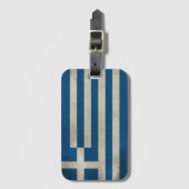 ギリシャ国グランジ旗 ラゲッジタグ (正面縦)