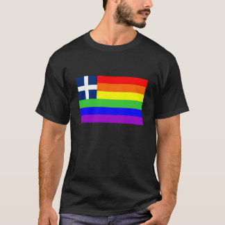 ギリシャ国ゲイ誇りを持った虹の旗同性愛 Tシャツ