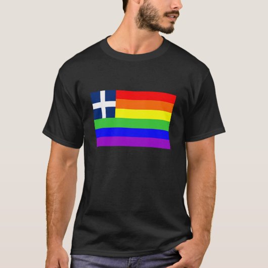 ギリシャ国ゲイ誇りを持った虹の旗同性愛 Tシャツ (正面)
