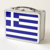 ギリシャ国旗が付いた金属製ステンレス弁当箱 メタルランチボックス (正面)