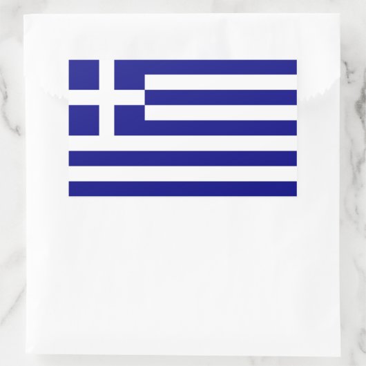 ギリシャ国旗が貼られた四角形シール 長方形シール (バッグ)