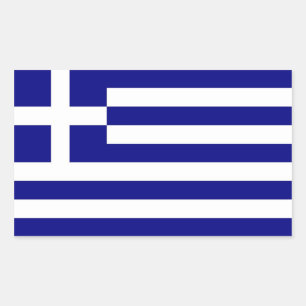 ギリシャ国旗が貼られた四角形シール 長方形シール