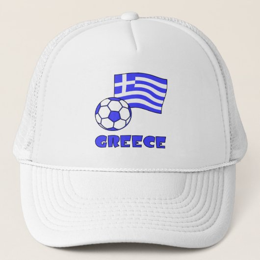 ギリシャ国旗とギリシャ国旗のサッカーボール キャップ (正面)