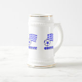 ギリシャ国旗とギリシャ国旗のサッカーボール ビールジョッキ (正面右)