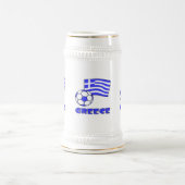 ギリシャ国旗とギリシャ国旗のサッカーボール ビールジョッキ (中央)