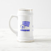 ギリシャ国旗とギリシャ国旗のサッカーボール ビールジョッキ (左)