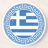 ギリシャ国旗とギリシャ鍵模様コースター コースター (正面)