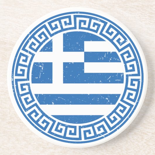 ギリシャ国旗とギリシャ鍵模様コースター コースター (正面)
